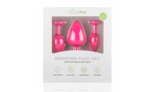 Silikone Butt Plug Sæt Med Diamant - Pink
