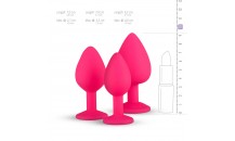 Silikone Butt Plug Sæt Med Diamant - Pink