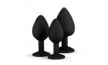 Silikone Butt Plug Sæt Med Diamant - Sort