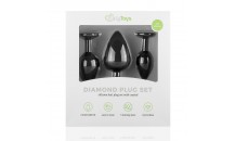 Silikone Butt Plug Sæt Med Diamant - Sort