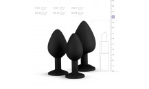 Silikone Butt Plug Sæt Med Diamant - Sort