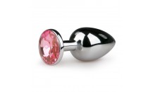 Metal Butt Plug - Med Lyserød Diamant