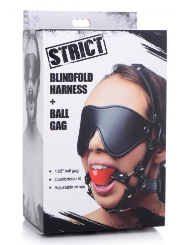 STRICT- Kinky Justerbar Maske Sele + Gagball