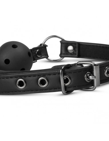 Easytoys - Læder Gagball Med Klemmer - Sort