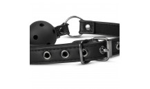 Easytoys - Læder Gagball Med Klemmer - Sort