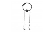 Easytoys - Læder Gagball Med Klemmer - Sort