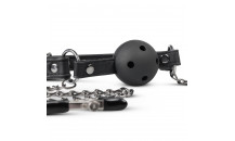 Easytoys - Læder Gagball Med Klemmer - Sort