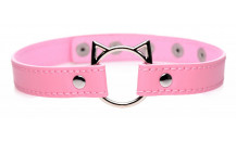 Kinky Kitty  - Læder Halsbånd - Lyserød