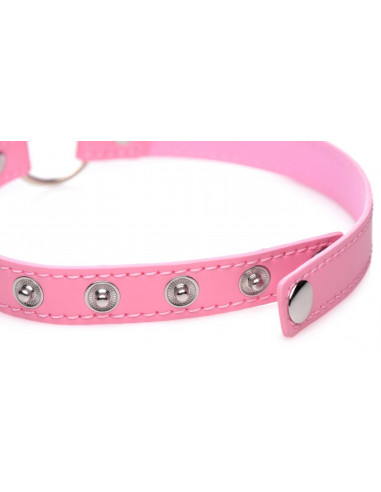 Kinky Kitty  - Læder Halsbånd - Lyserød