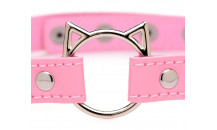 Kinky Kitty  - Læder Halsbånd - Lyserød