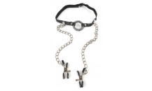 FETISH - O-ring Gag Med Nippelklemmer
