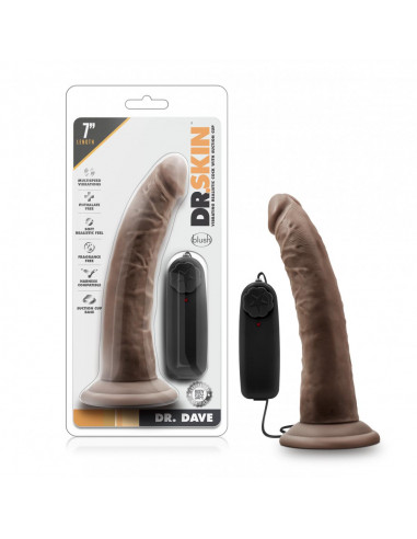 Dr. Skin - Dr. Dave - Dildo Vibrator Med Sugekop 7" - Chocolate