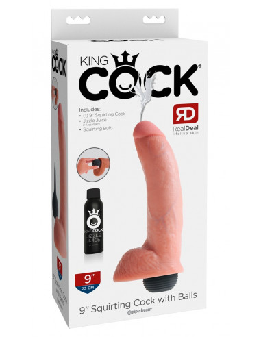 King Cock - Realistisk Sprøjte Dildo - 9"