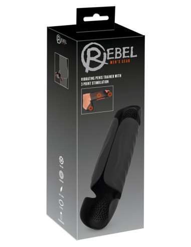 REBEL - Men's Gear -  Penis Trainer with 3 Point Stimulation - Sort