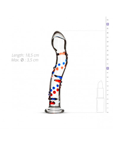 Glass Dildo No. 3 - Blå/Rød
