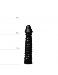 All Black - XXL Dildo -  Ribbet Skaft - 26 Cm - Sort 2