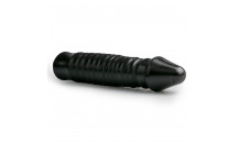 All Black - XXL Dildo -  Ribbet Skaft - 26 Cm - Sort
