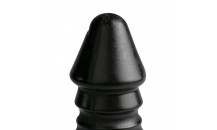 All Black - XXL Dildo -  Ribbet Skaft - 26 Cm - Sort