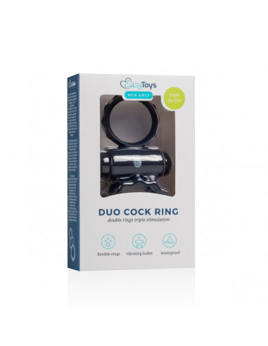 DUO COCK - Penis Ring  - Sort