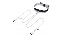 Fifty Shades Of Grey - Play Nice Satin Halsbånd & Nippel Klemmer