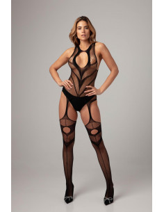 Christine - Catsuit Med Strømper - Sort