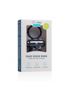 DUO COCK - Penis Ring  - Sort