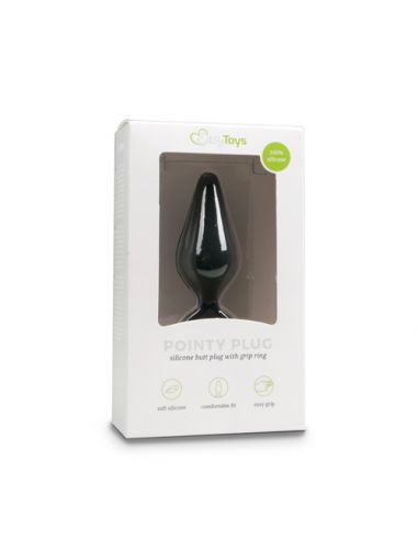 Black Buttplug With Pull Ring - Large