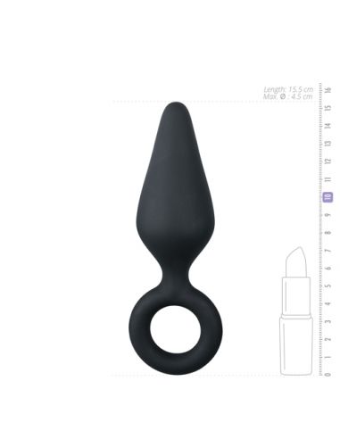 Black Buttplug With Pull Ring - Large