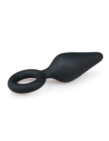 Black Buttplug With Pull Ring - Large