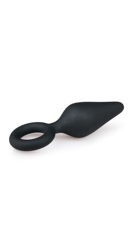 Black Buttplug With Pull Ring - Large Black Buttplug With Pull Ring - Large