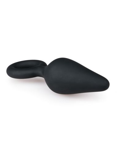 Black Buttplug With Pull Ring - Large